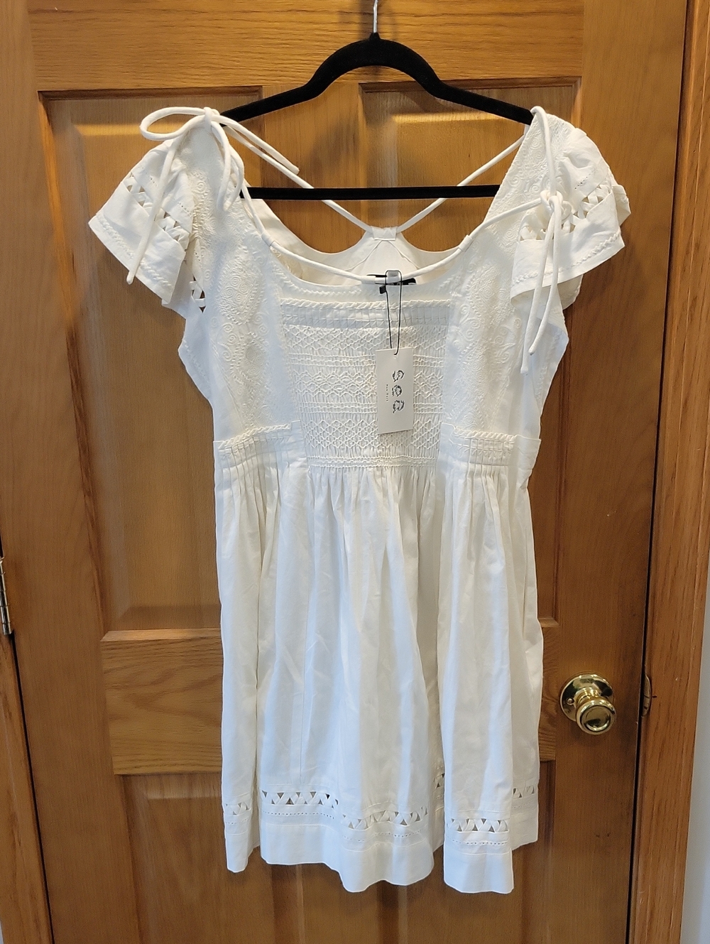 Sea New York White Eyelet Tie-Shoulder Girls' Dress